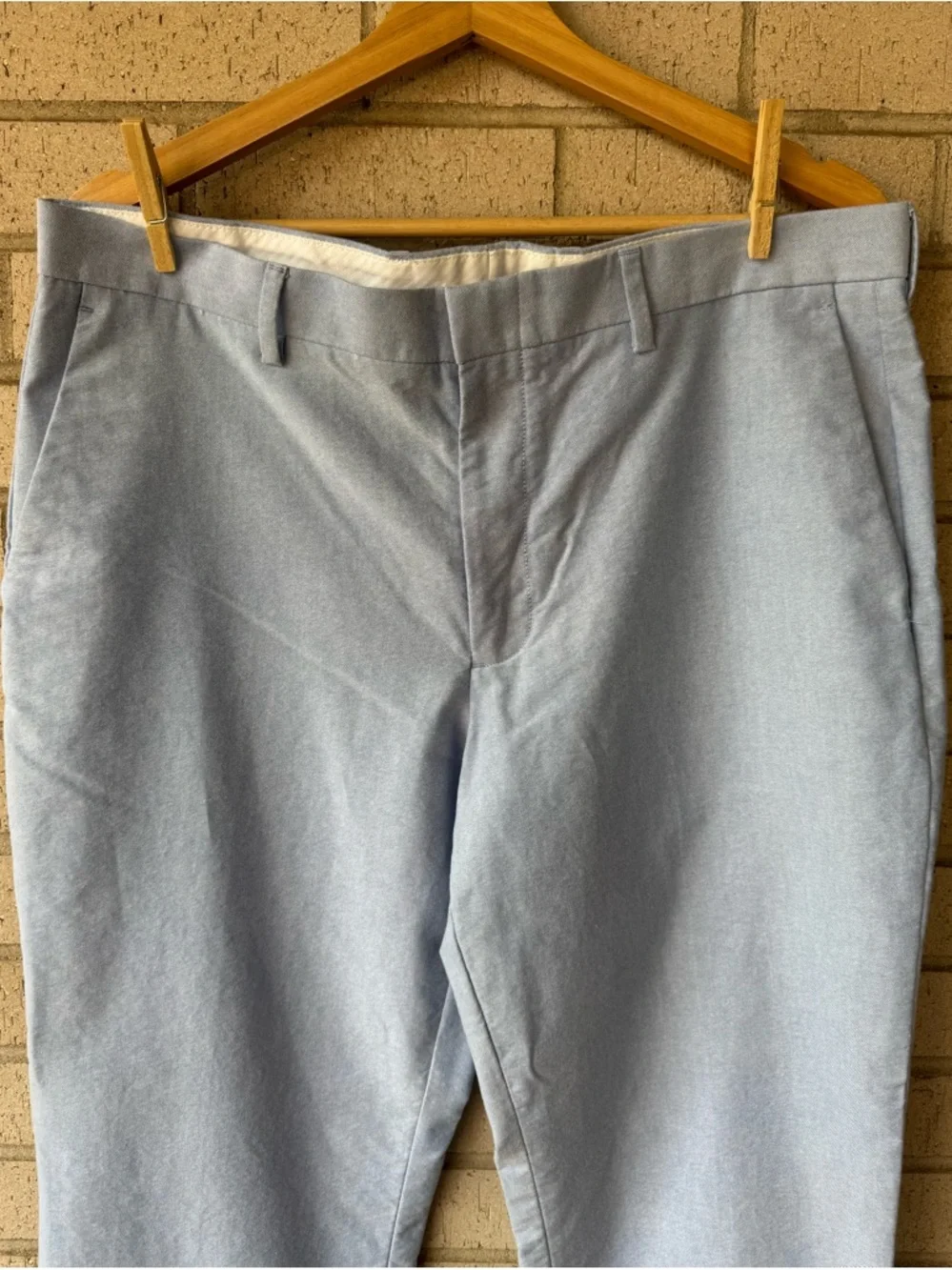 J. Crew Ludlow Slim Suit Dress Pant Light Blue Portuguese cotton oxford 34x32